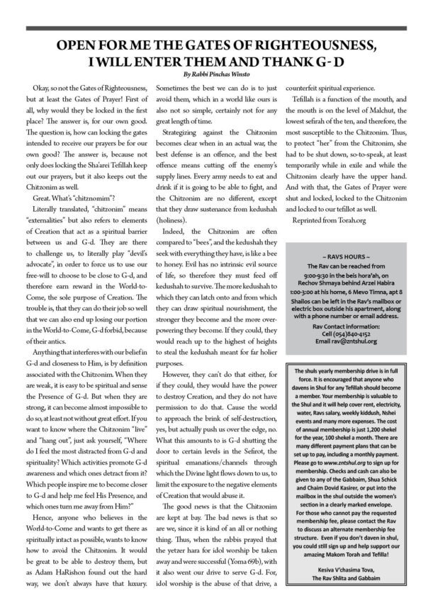 ZNT Newsletter_Vayelech 57822